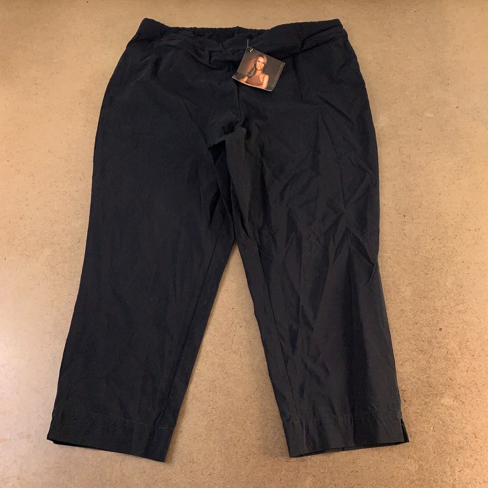 IMAN Global Chic Women's Size 1X Black Slim Crop Pull-On Pants NWT
